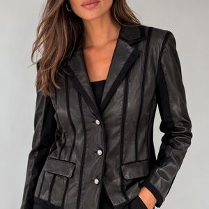 Tuzzi Black Stretch Blazer Jacket Women's 10 Tailored Streetwear Office